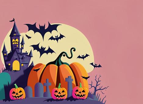 Illustration, halloween, bat, pumpkin, 