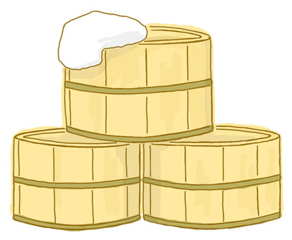 銭湯の桶（おけ） 桶,銭湯,お風呂,温泉,湯,脱衣所,男湯,風呂桶,湯桶,タオルのイラスト素材