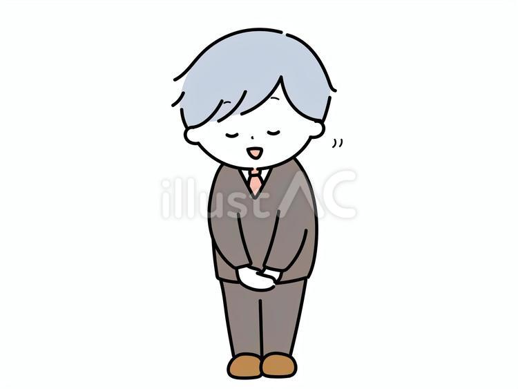 あいさつをするスーツの男性 あいさつ,お辞儀,こんにちはのイラスト素材
