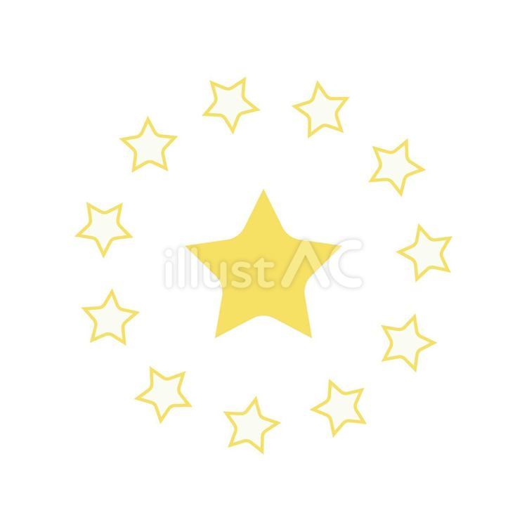 サークル　星　きいろ 星,かわいい,きらきらのイラスト素材