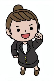 ガッツポーズする人 ガッツポーズする人 ガッツポーズ,見上げる,喜び,ポジティブ,笑顔,成功,目標,達成,女性,スーツのイラスト素材