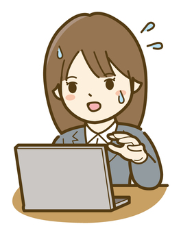 パソコンを見て慌てる女性_25 パソコンを見て慌てる女性_25 ビジネス,人物,女性,人,ビジネスウーマン,キャリアウーマン,会社員,スーツ,パソコン,ノートパソコンのイラスト素材