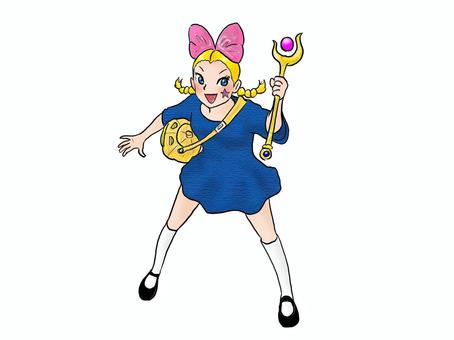 ハロウィンの衣装1 ハロウィンの衣装1 人物,こども,小学生,女の子,外国人,ハロウィン,衣装,リボン,ステッキ,かぼちゃのイラスト素材
