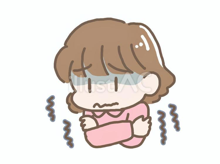 寒気がする女の子 寒気,寒い,女の子のイラスト素材