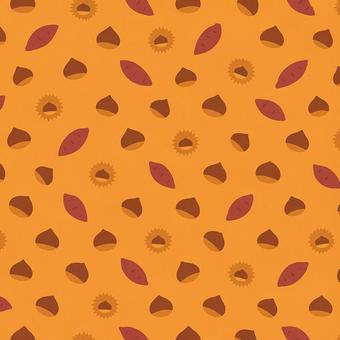 栗とサツマイモのオレンジパターン背景