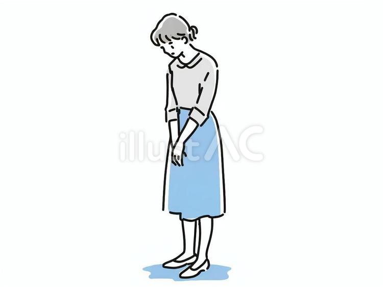0007_落ち込んでいる女性の全身 女性,人物,ポーズのイラスト素材