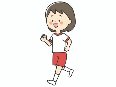 走る体操服の女の子 走る,歩く,運動,マラソン,持久走,学校,小学校,体育,女の子,子供のイラスト素材