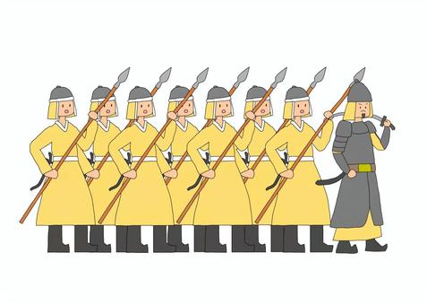 アジア地域の戦士団 戦士,兵士,戦闘員,軍人,武人,武者,闘士,兵隊,兵卒,武将のイラスト素材