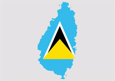 セントルシアの地図（国旗柄） セントルシア,地図,国旗,外国,海外,地理,土地,国土,地形,世界のイラスト素材