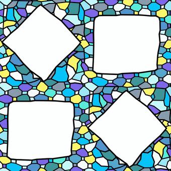 シームレスな青系ステンドグラスの枠　e  青系,色彩,カラフル,モダン,窓,ステンドガラス,切り絵,ステンドグラス,模様,イラストのイラスト素材