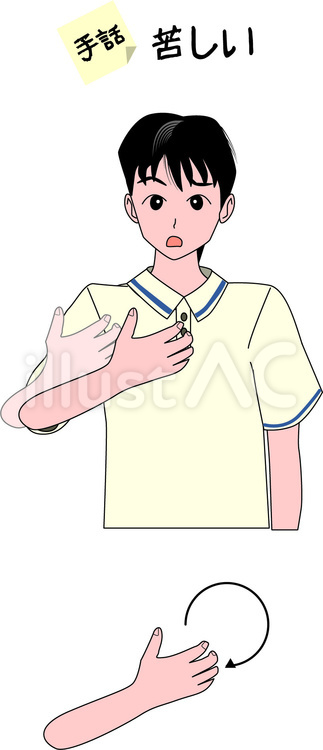 手話　聴覚　障害　苦しい　男性 手話,ジェスチャー,聴覚のイラスト素材