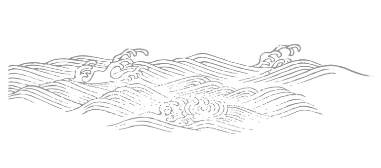 日本の模様21_波・手描き風 日本の模様21_波・手描き風 波,海,大波,荒波,水,液体,渦巻,うねり,流れ,伝統模様のイラスト素材