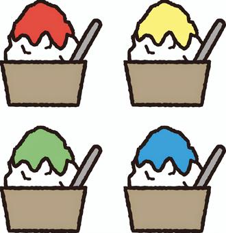 Illustration, glace rasée, fraises, citron, 