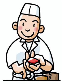 寿司職人01 お寿司,生寿司,握ずし,すし,寿司屋,料理人,職人のイラスト素材
