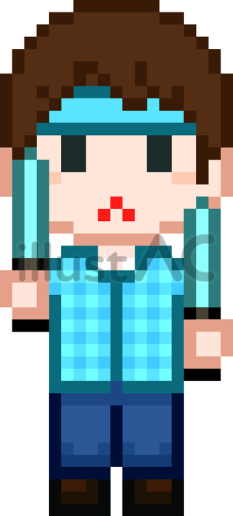 ドット絵の青の推し活の人です。 ドット絵,推し活,ペンライトのイラスト素材