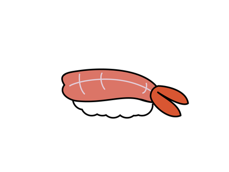 えびのお寿司 お寿司,えび,食べ物,寿司ネタ,かわいい,和食のイラスト素材