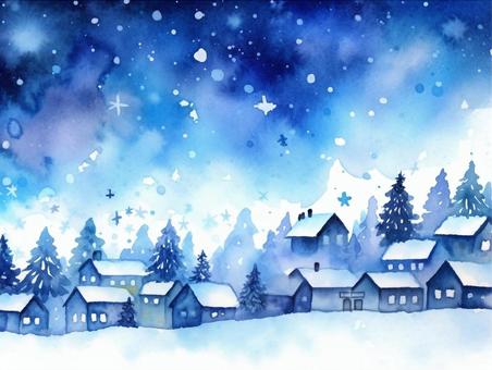 Illustration, winter, townscape, christmas, 