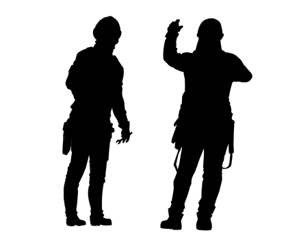 工事現場の作業人　シルエット 工事,作業,シルエット,２人,工具,下げるのイラスト素材