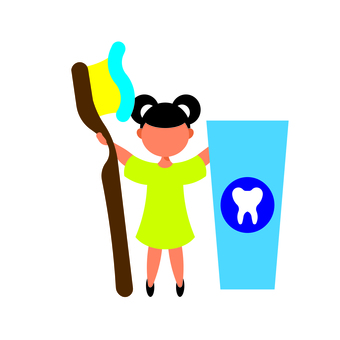 人物 012 女の子,子ども,歯磨き,歯ブラシ,コップ,歯,ケア,清潔,イラスト,ベクターのイラスト素材