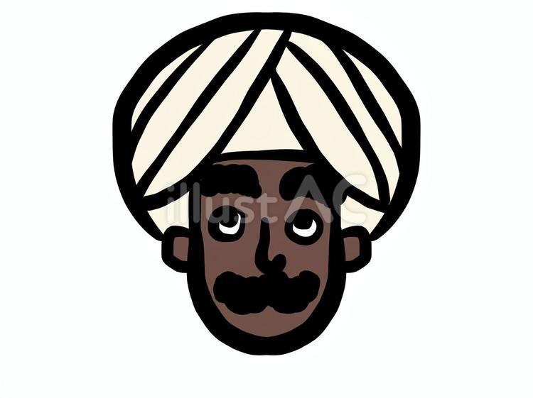 微笑むインド人の顔 インド,インド人,ターバンのイラスト素材