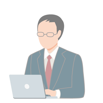 パソコン作業中のスーツの男性５ 男性,20代,30代,人,1人,働く,仕事,スーツ,会社員,従業員のイラスト素材