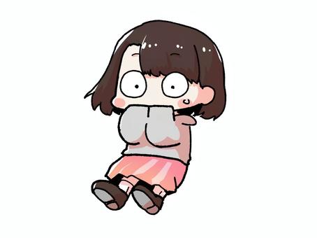 びっくりして手で口元をおさえる女の子 女の子,キャラクター,キャラ,sdキャラ,ちびキャラ,デフォルメ,かわいい,びっくり,驚きのイラスト素材