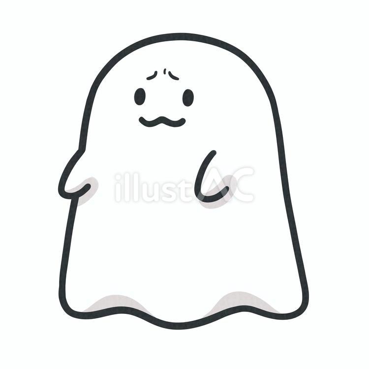 渋い顔のシーツおばけ お化け,幽霊,シーツのイラスト素材