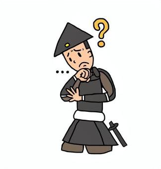 考える戦国時代の足軽 足軽,侍,武士,鎧武者,戦士,兵士,日本,和風,歴史,日本史のイラスト素材