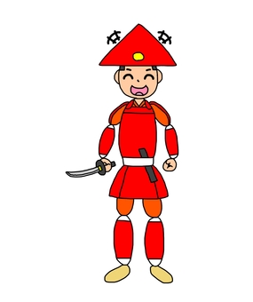 笑う戦国時代の足軽 足軽,侍,武士,鎧武者,戦士,兵士,日本,和風,歴史,日本史のイラスト素材