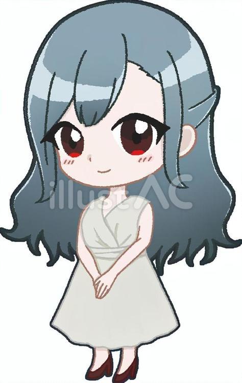 お嬢様風のお淑やかな女の子 女子,女の子,デフォルメのイラスト素材