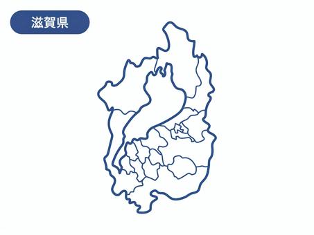 滋賀県の地図の線画 地図,線画,滋賀県,琵琶湖,大津市,草津市,守山市,栗東市,野洲市,甲賀市のイラスト素材