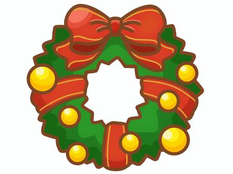 クリスマス・リース クリスマスリース,リース,12月,冬,クリスマス,リボン,赤,手描き,一つ,一個のイラスト素材