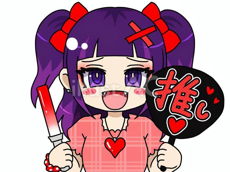 推し活少女大サイズ・赤 推し活少女大サイズ・赤 推し活,応援,うちわのイラスト素材