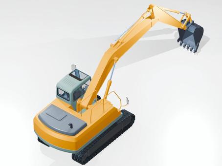 自動車CGイラスト15_リヤ 自動車CGイラスト15_リヤ バックホー,ショベルカー,油圧ショベル,建機,重機,乗り物,自動車,アイソメトリック,等角投影法,立体のイラスト素材