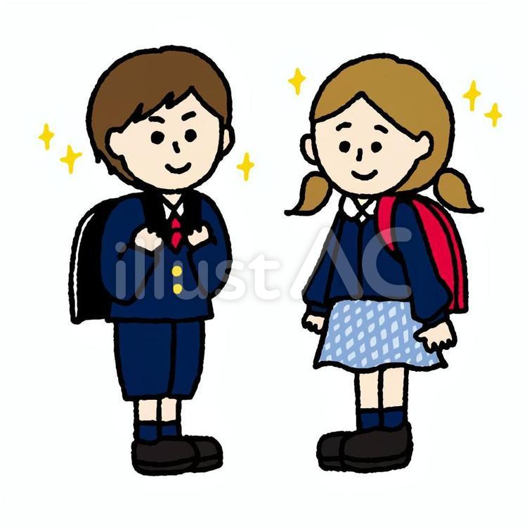 制服の小学生 小学生,男の子,女の子のイラスト素材