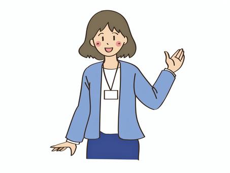 案内-女性１ 案内,女性,職員,福祉,介護,会社員,受付,朗らかのイラスト素材