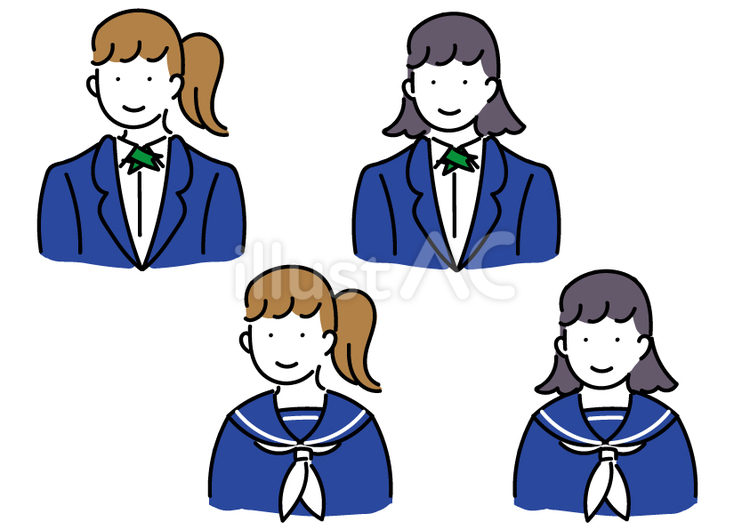 学生・女子高校生・中学生の制服イラスト 学生,女子,高校生のイラスト素材
