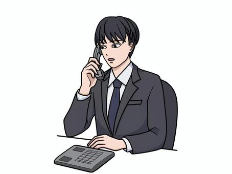 丁寧に電話を受けるスーツ姿の男性 丁寧,電話,応対,対応,受ける,スーツ,男性,ビジネス,接客,真面目のイラスト素材