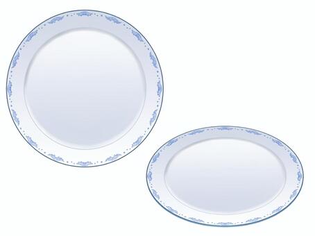 お皿（青い模様） お皿,小皿,食器,おしゃれ,器,丸,シンプル,キッチン,料理なし,pngのイラスト素材