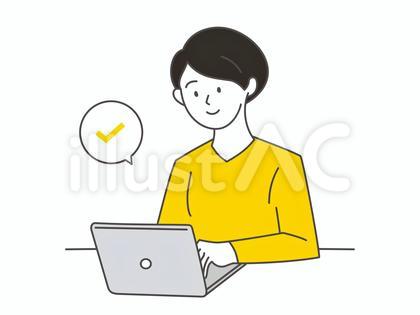パソコン操作する会社員の女性