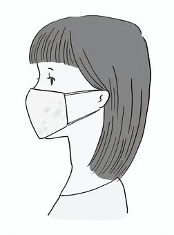 Mask monochrome, female, profile, mask, JPG and PNG