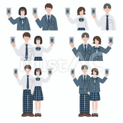 投票権を持つ男女学生セットブレザー目無し