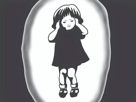 耳をふさぐ女の子 不安,混乱,騒音,苦痛,耳,聴覚過敏,怖い,孤立,怯える,自己防衛のイラスト素材