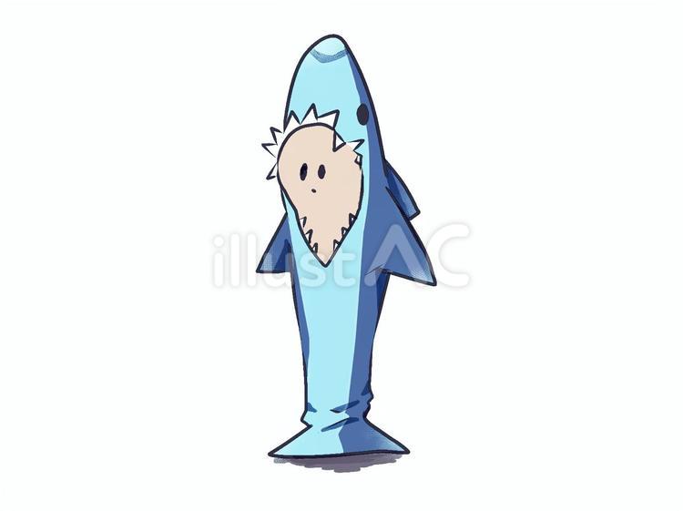 さめさんの着ぐるみを着た人 さめ,シャーク,着ぐるみのイラスト素材