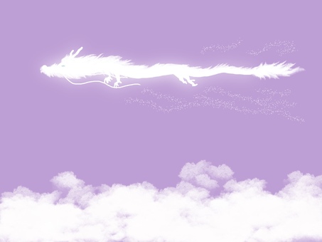 白い雲と白龍 龍,龍神,幻獣,辰,辰年,干支,十二支,運気,上昇,イラストのイラスト素材