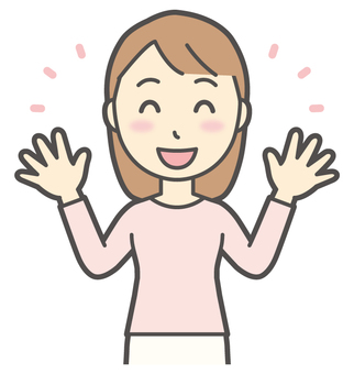 ニコニコと満面の笑みの若い女性 笑顔,女性,女の子,人物,かわいい,微笑む,にっこり,ニコニコ,嬉しい,楽しいのイラスト素材