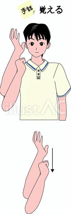 手話　聴覚　障害　覚える　男性　手 手話,ジェスチャー,聴覚のイラスト素材