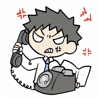 怒って黒電話をかける男性 男性,黒電話,怒る,激怒,クレーム,文句,通話,家電,ダイヤル式,注文のイラスト素材