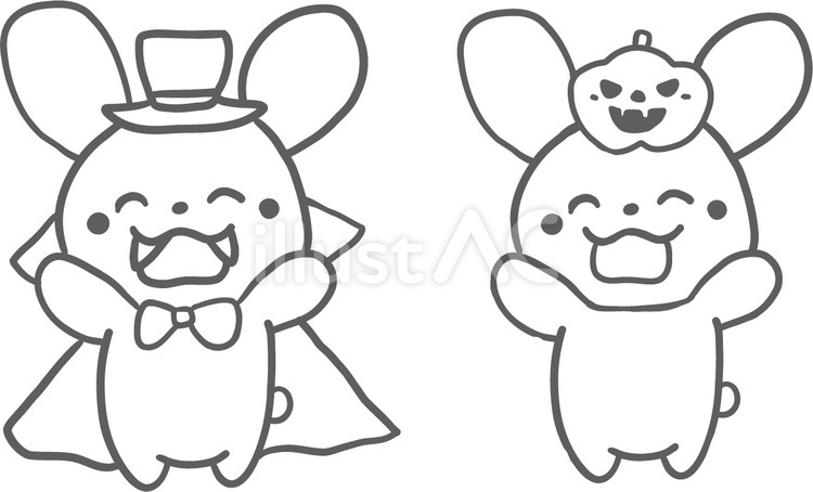ハロウィン仮装のうさぎたち うさぎ,ハロウィン,シンプルのイラスト素材