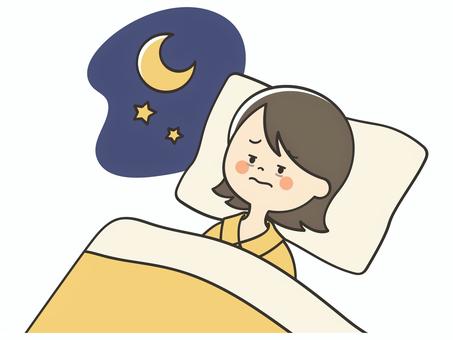 寝不足な若い女性 寝不足,不眠症,眠れない,寝れない,不眠,昼夜逆転,入眠,寝つき,悩む,憂鬱のイラスト素材